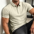 thumbnail image 6 of hoksml Men's Polyester Fabric Short Sleeve Collared Shirt, Snap Button Placket Side Seam Detail Slim Fit Solid Casual Golf Daily Top, 6 of 8