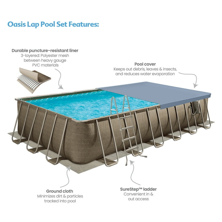 Funsicle 32-ft x 16-ft x 52-in Metal Frame Rectangle Above-Ground Pool with  Filter Pump,Ground Cloth,Pool Cover and Ladder in the Above-Ground Pools  department at