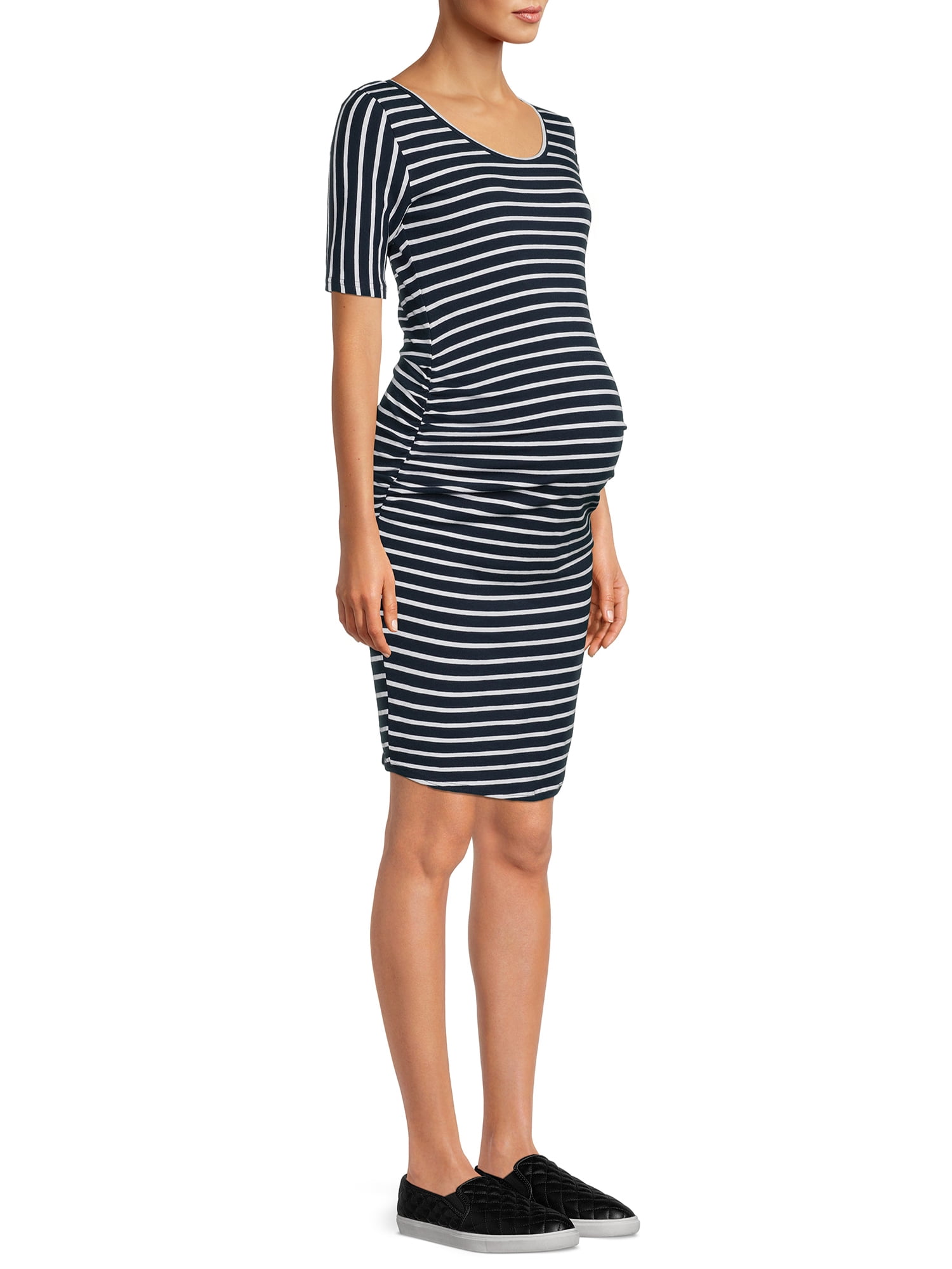 Time & Tru Women's Maternity Striped Dress with Ruched Sides - Soft &  Comfortable - Walmart.com