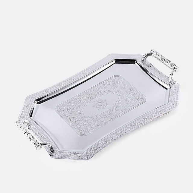 Bandeja de Patrón de Acero Inoxidable Organizador Bandejas de Mesa de Postre Bandejas de Postre Bandeja de Té para El Hogar Bodas Hogar Cocina Fiestas plata m