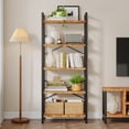 thumbnail image 3 of EnHomee 5-Tier Industrial Bookcase with Metal Frame & Side Support,Compact Bookshelf for Bedroom, Home Office, Living Room Storage，Rustic Brown, 3 of 11