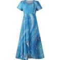 thumbnail image 4 of QJUHUNG Robe Midi Formelle pour Femmes Soirée Été Col en V Manches Courtes T-Shirt Soirée Invité de Mariage Style Asymétrique B-8 Cocktail Gris_i L, 4 of 5