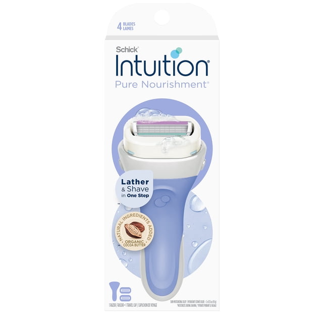 Razors Schick Intuition Pure Nourishment para mujer, con 1 navaja y 2 cuchillas