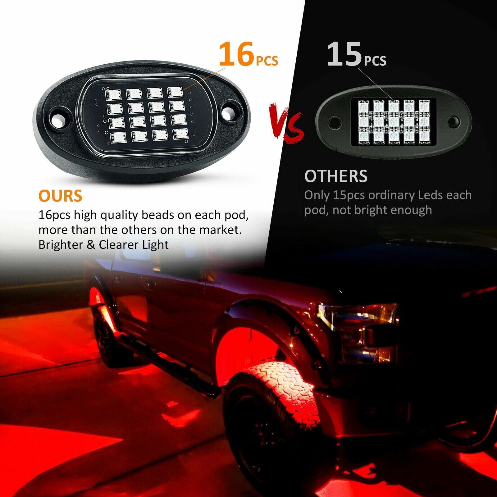 XZKING 8Pods Metal DreamColor RGB LED Rock Lights for Trucks Jeep Golf Cart ATV UTV SUV Offroad with APP/RF Remote, Multicolor Brake Underglow Light Neon Aluminum Waterproof 12V Underbody Lights