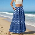 thumbnail image 5 of LWavelet Women's Polka Dot Tiered Maxi Skirt, Elastic Waist with Pockets, Cute Summer & Picnic Long Skirt Royal Blue M, 5 of 6