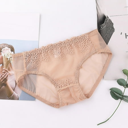 

Gubotare Panties For Women Briefs Womens Sexy Lace Boxer Panties Seamless Solid Color Comfortable Low Waist Panties Beige One Size