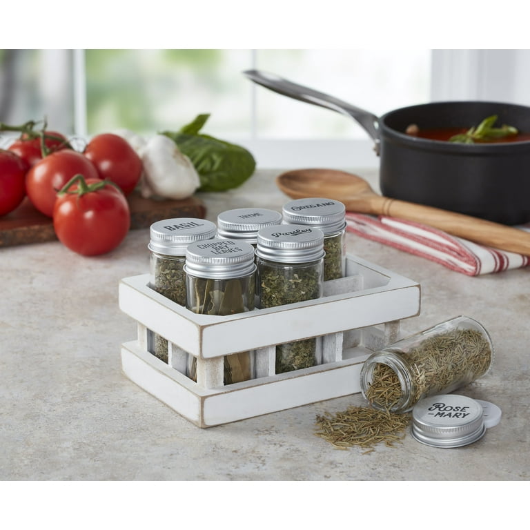 Kamenstein Good Spice 6-Jar Italian Crate Spice Rack in White, Spices and  Jars Included