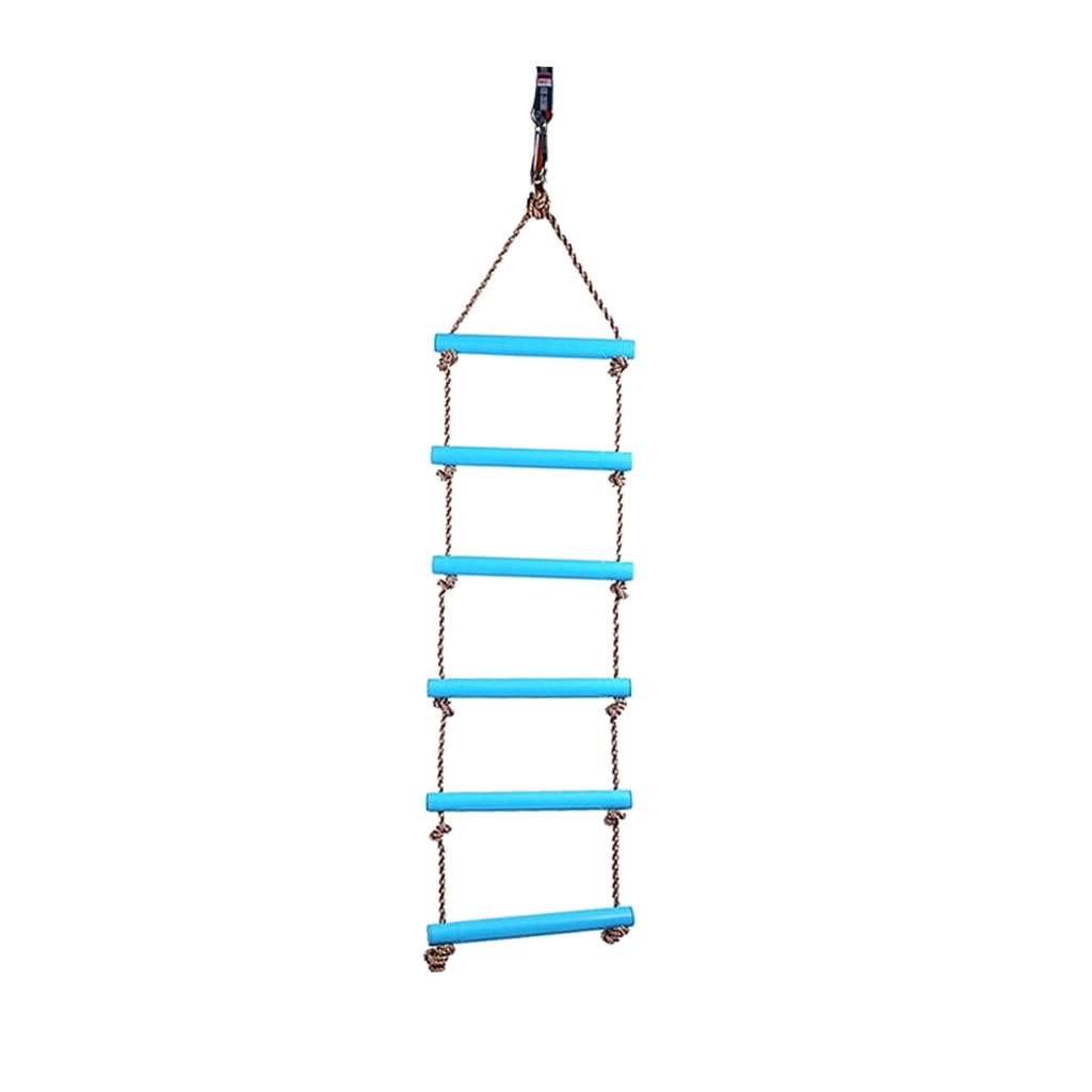 Kids Heavy Duty 6 Rungs Climbing Rope Ladder Summer Outdoor Swing Toy Blue 
