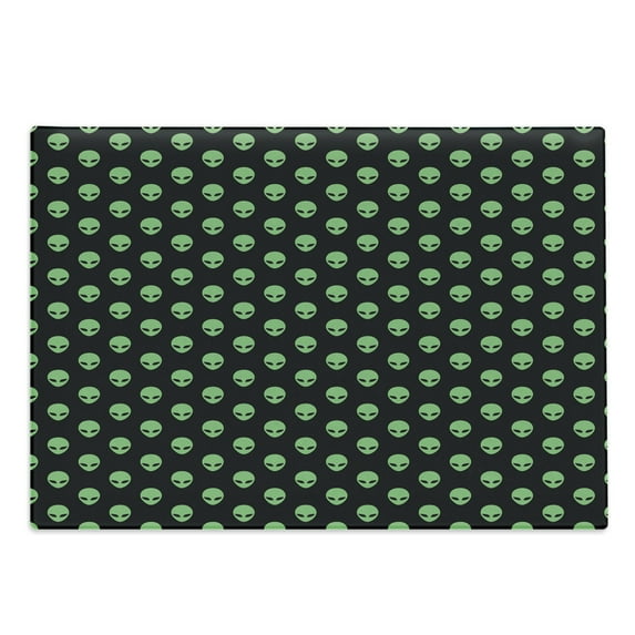Alien Cutting Board, Supernatural Martiansal Beings from Other Planets Head of an Alien, Decorative Tempered Glass Cutting and Serving Board, Large Size, Fern Green Black, by Ambesonne