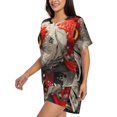 thumbnail image 3 of Womens Pajama Sets With Pocket, Abstract Red Koi Fish Art Lounge Sets Short Sleeve Sleepwear PJ Sets for Women, 3 of 6
