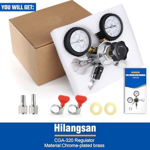 CO2 Regulator for Kegerator CO2 Regulator Beer Keg Regulator CO2 Kegerator Regulator CGA-320 Co2 Tank Regulator Dual Stage CO2 Regulator Kegerator Parts Draft Beer Regulator Gauges