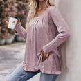 thumbnail image 4 of Besolor Women's Fall Spring Tunic Tops Crewneck Pleated Long Sleeve T-Shirt Casual Loose Ladies Going out Blouse, 4 of 7