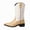Brown, variant on Men’s Pull-On Mid Shaft Western Cowboy Boots, Stitched Pattern Pointed Toe Side Zipper Casual Work boots, Block Low Heel Retro Style