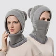 thumbnail image 3 of Women Winter Outdoor Riding Headgear Cold-Proof Ski Cap Warm Bib Face Mask Integrated Cold-Proof Hood Hat, 3 of 4