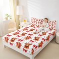 thumbnail image 4 of spefrowx Cute Highland Cow Print Bed Sheets for Girls, Red Bow Animal Full Size Sheets, 4 Pieces, 1 Flat Sheet, 1 Fitted Sheet and 2 Pillowcases, 4 of 6