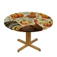 thumbnail image 3 of HAOXIT Happy Thanksgiving Day Round Tablecloth Turkey Pumpkin Table Cloth Cover Washable Polyester Dining Decorative for Holiday Home Party Wedding Picnic 31-35, 3 of 8