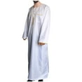 thumbnail image 3 of IYTR Men's Muslim Jubba Thobe Long Sleeve Kaftan Islamic Clothing Abaya Dubai Saudi Pakistan Arab White M, 3 of 4