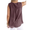 thumbnail image 4 of QAFOPEH Women V Neck Sleeveless Ruffled Stitching Button Dot Crochet Top, 4 of 5