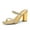 GOLD, variant on Women's Square Open Toe Block Heels Two Strap Slip On High Heeled Slides Sandals