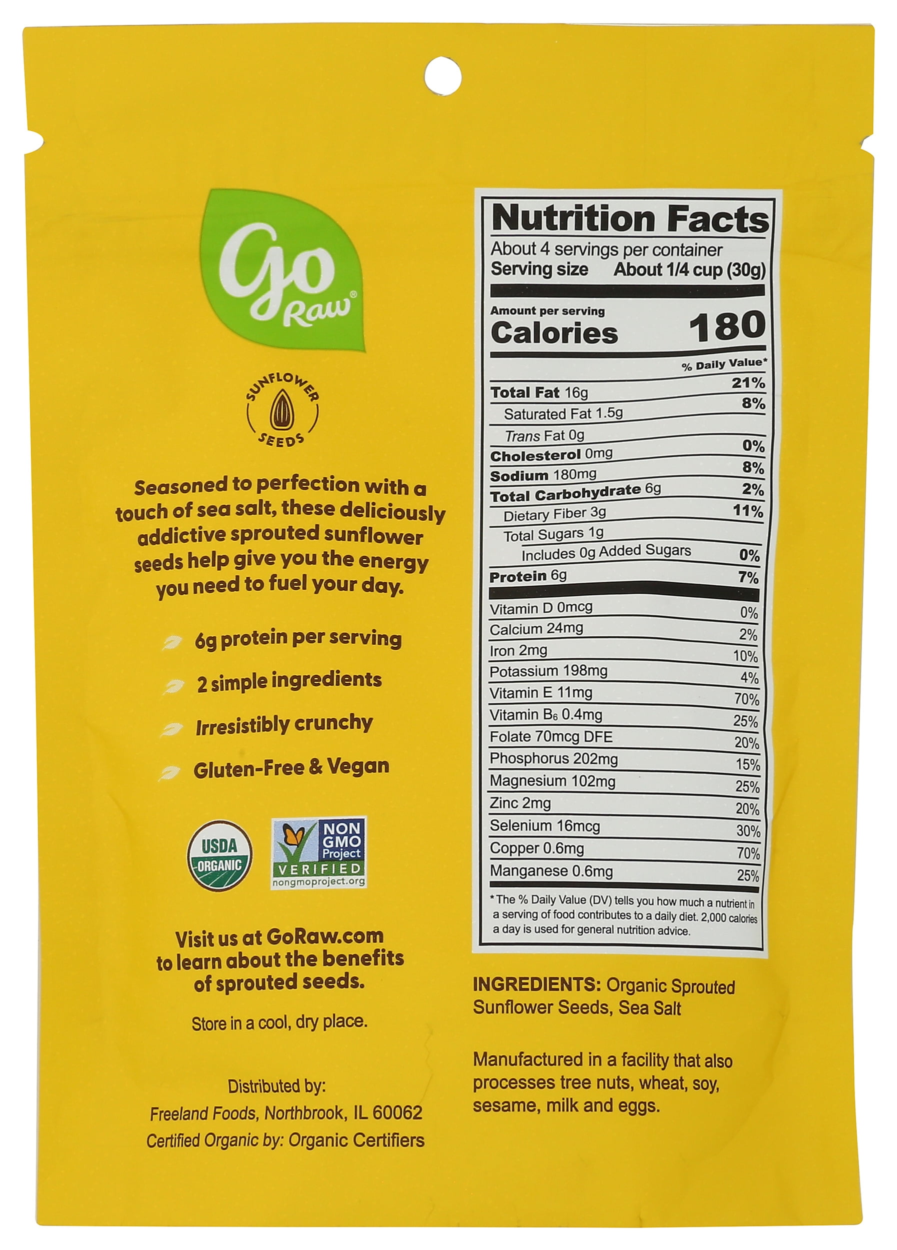 Pack of 10, Go Raw Sea Salt Organic Sprouted Sunflower Seeds, 4 oz