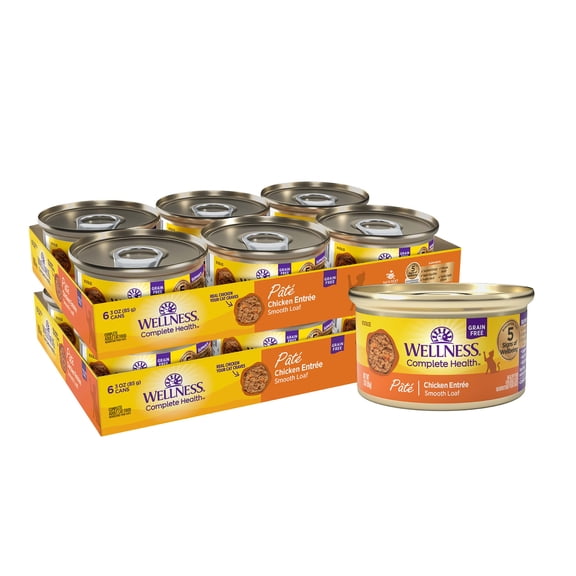Wellness Complete Health Grain Free Chicken Entree Pate Wet Cat Food, 3 oz., Case of 12