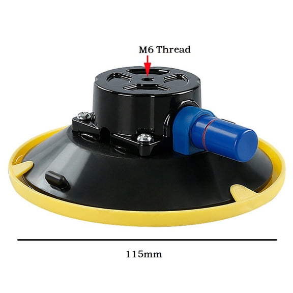 4.5 Inch Heavy Duty Vacuum Suction Cup With Hand Pump For Auto Repair Glass Mounting M6 M8 Thread Aluminum Base Yellow 115Mm M6