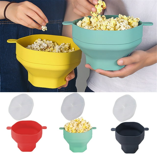 Iumwxz Kitchen Gadgets Microwave Popcorn Bucket High Temperature Popcorn Bowl with Handle Expandable Popcorn Device Kitchen Utensil Set Green Silica Gel Up to 45% Off