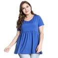 thumbnail image 2 of Camiseta elástica Colcomx de Cuello redondo manga corta para mujer talla grande, 2 of 8