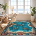 thumbnail image 3 of Design&I 4'x6' Ultra Soft Area Rug, Nautical Turtle Reef Underwater Scene Wave Design Ocean Style None Fluffy Washable Non Shedding for Bedroom Living Room Home Office, 3 of 7