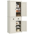thumbnail image 2 of 72" Kitchen Pantry Cabinet, Freestanding Tall Storage Cabinet with 4 Doors & 1 Drawer, Traditional Kitchen Cabinet with 3 Adjustable Shelves for Dining Room, Cream White, 2 of 9