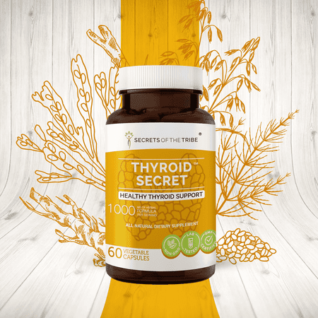 Secrets of the Tribe Thyroid Secret Capsules Dietary Supplement, Natural Herb Blend, Made from Oatstraw, Horsetail, Broccoli, Echinacea, Ashwagandha, Kelp 60 Count