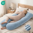 thumbnail image 5 of QUEEN ROSE Pregnancy Pillows, U Shaped Full Body Pillow for Sleeping Support, 55 Inch Maternity Pillow for Pregnant Women with Removable Velvet Cover, Blue, 5 of 9