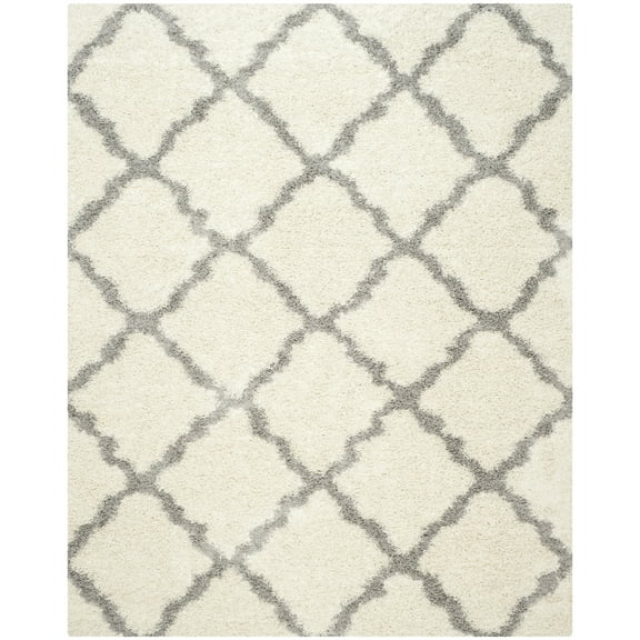 SAFAVIEH Dallas Logan Geometric Shag Area Rug, Ivory/Grey, 2'3" x 4'