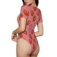 thumbnail image 3 of The Xecao Red Strawberry Women's Crew Neck Body Suit, a short-sleeved bodysuit and basic swimsuit, both comfort and style for dating and daily life, 3 of 9