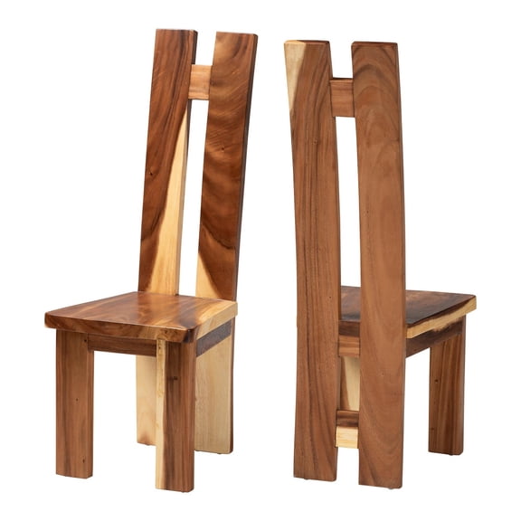 bali & pari Lin Wood Dining Chair Set of 2 - Solid Wood Chair with Grain Pattern