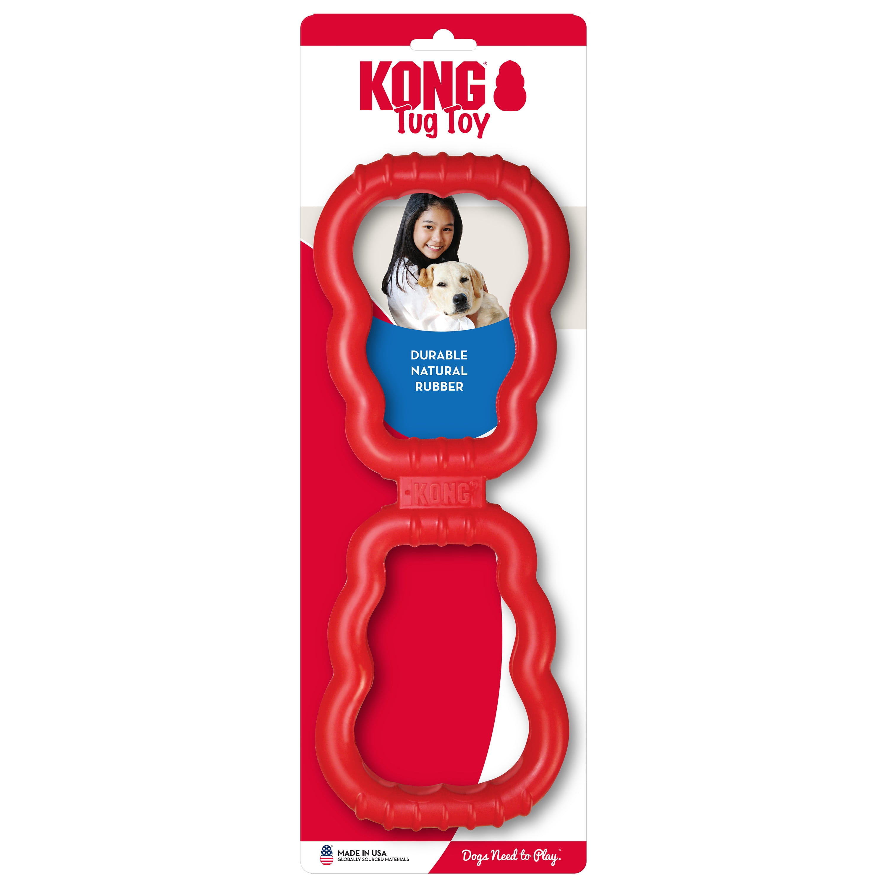 KONG® Tug Comfortable Grips Dog Toy, Red, Medium