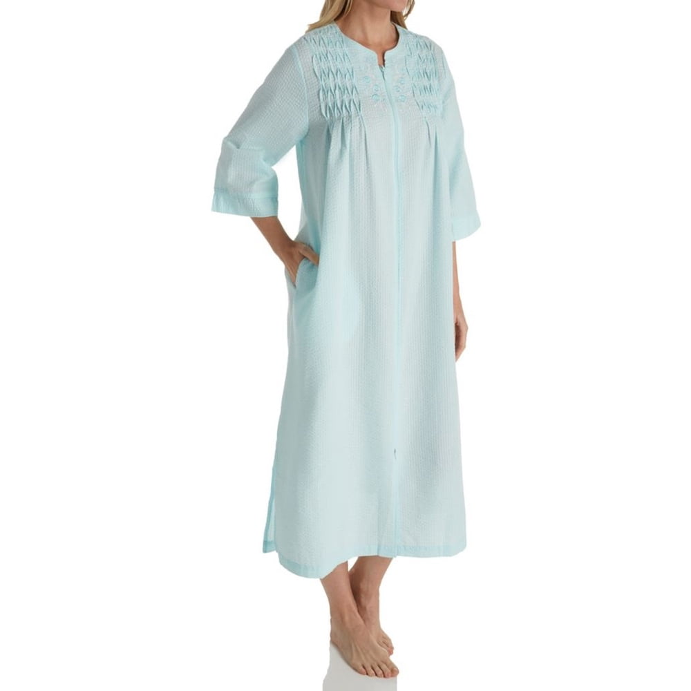 Miss Elaine Women's Miss Elaine 867607 Seersucker Long Zip Robe
