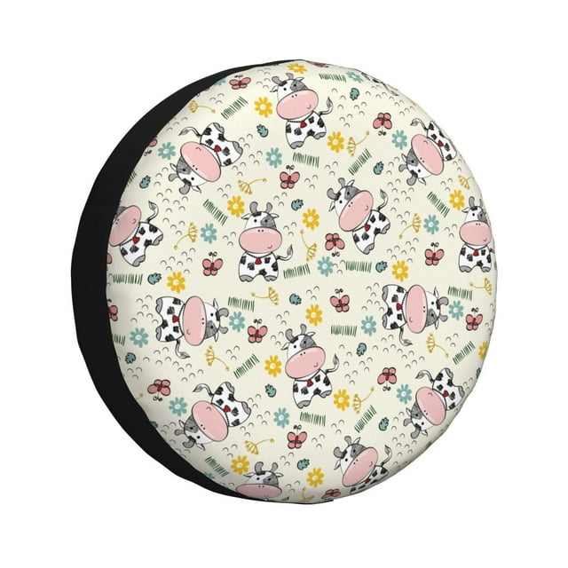 Fotbe Cute Cow Funda de Llanta de Repuesto con Estampado, Engrosada, Ajuste Universal para Jeep, Remolque, RV, SUV, Camión-17 inch