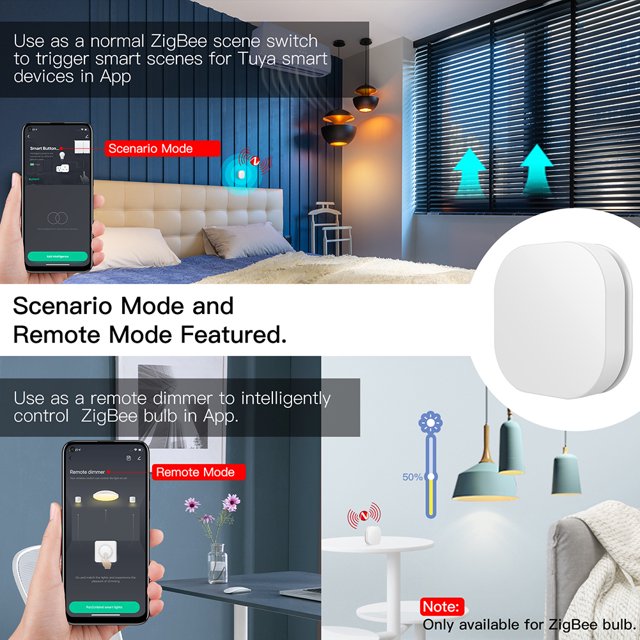 Tuya ZigBee 3.0 Control remoto inalámbrico inteligente multiescena Interruptor de llave de 1 cuadrilla