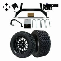 Hardcore Parts 6" Drop Axle Lift Kit for EZGO TXT/PDS (2001.5-2008) Gas Golf Cart with 14" Black 'Venom' wheel Wheels and 23"x10"-14 DOT rated All-Terrain tires