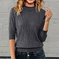 thumbnail image 2 of ManxiVoo Women's Short Sleeve Pullover Semi Turtleneck Knit Top Stretch Slim Fit Lightweight Sweater for Spring Summer Fall Layering Essential L Size Dark Gray, 2 of 4