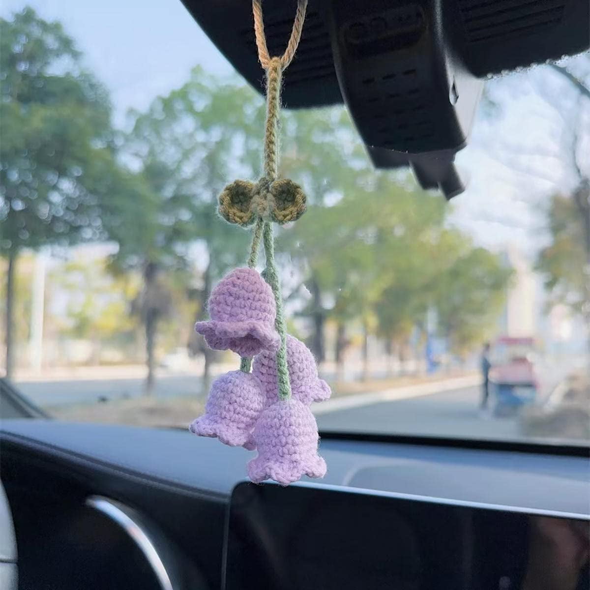 Buy VSSHE Car Decoration,Car Mirror Hanging Accessories Adjustable  Bellflower Hand Knitted Car Pendant Car Charm Cute Car Accessories for  Women Suitable for Key Chains Backpacks Car Accessorie White Online at  desertcartINDIA