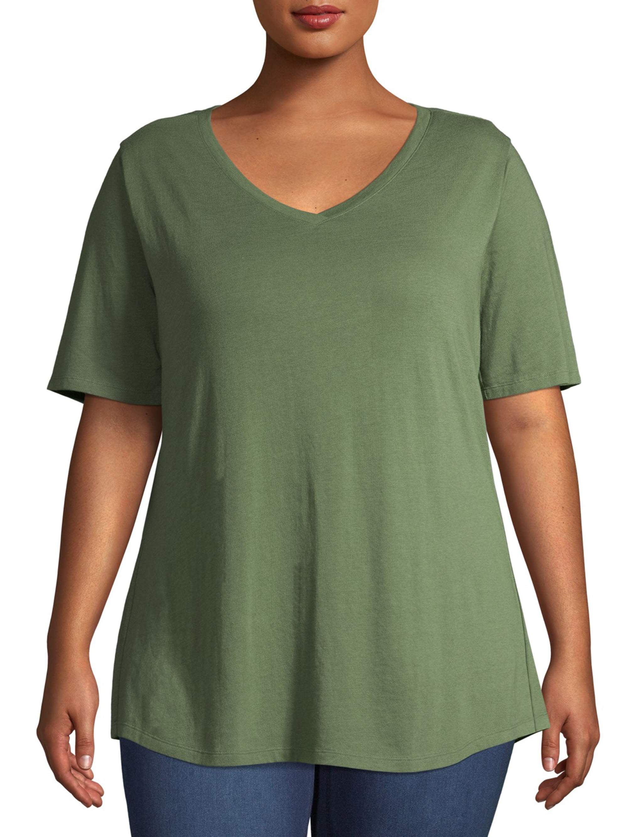 Terra & Sky Women’s T.shirt Grey Size 5X 32W-34W 100% Cotton Short Sleeves New
