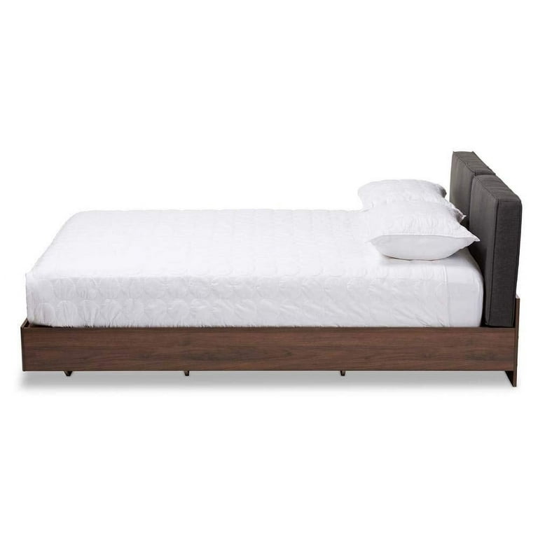 Baxton Studio Iselin Mid-Century Modern Brown Finished Dark Grey Fabric Upholstered Queen Sized Storage Platform Bed Baxton Studio Iselin Mid-Century Modern Brown Finished Dark Grey Fabric Upholstered Queen Sized Storage Platform Bed