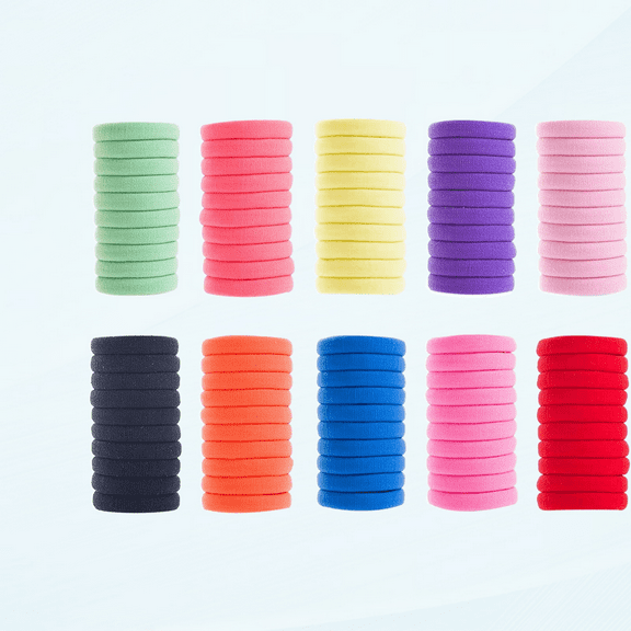 Elastic Hair Ties Seamless No Crease Ouchless Terry Ponytail Holders, Ponytailer, Set of 100 pcs