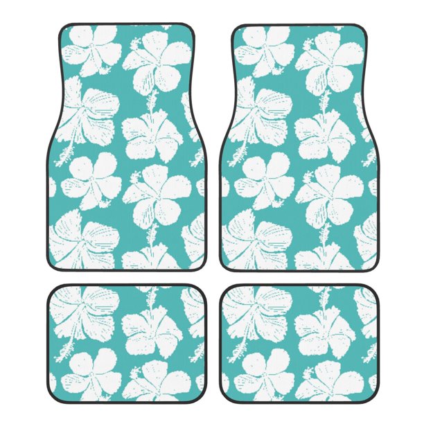 Balery Vintage Floral Juego de 4 Alfombrillas para Auto, Revestimientos de Caucho Resistente, Diseño Antideslizante