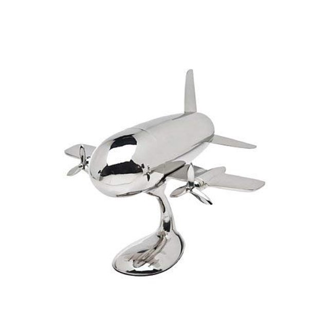 GODINGER Art Argenté Shaker d'Avion sur Support