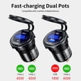 thumbnail image 3 of 90W Dual USB Charger Socket Power Outlet Adapter 12V 24V Waterproof Dual USB Ports Fast Charge for Car Boat SUV Sedan RV 2 TYPE C Blue, 3 of 6