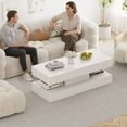 thumbnail image 4 of LED Coffee Table with Storage Shelf, High Glossy Faux Marble Storage Center Tables, Modern Stylish Double-Layer Accent Tables with Marbling Print for Living Room & Small Spaces,Pure White, 4 of 7