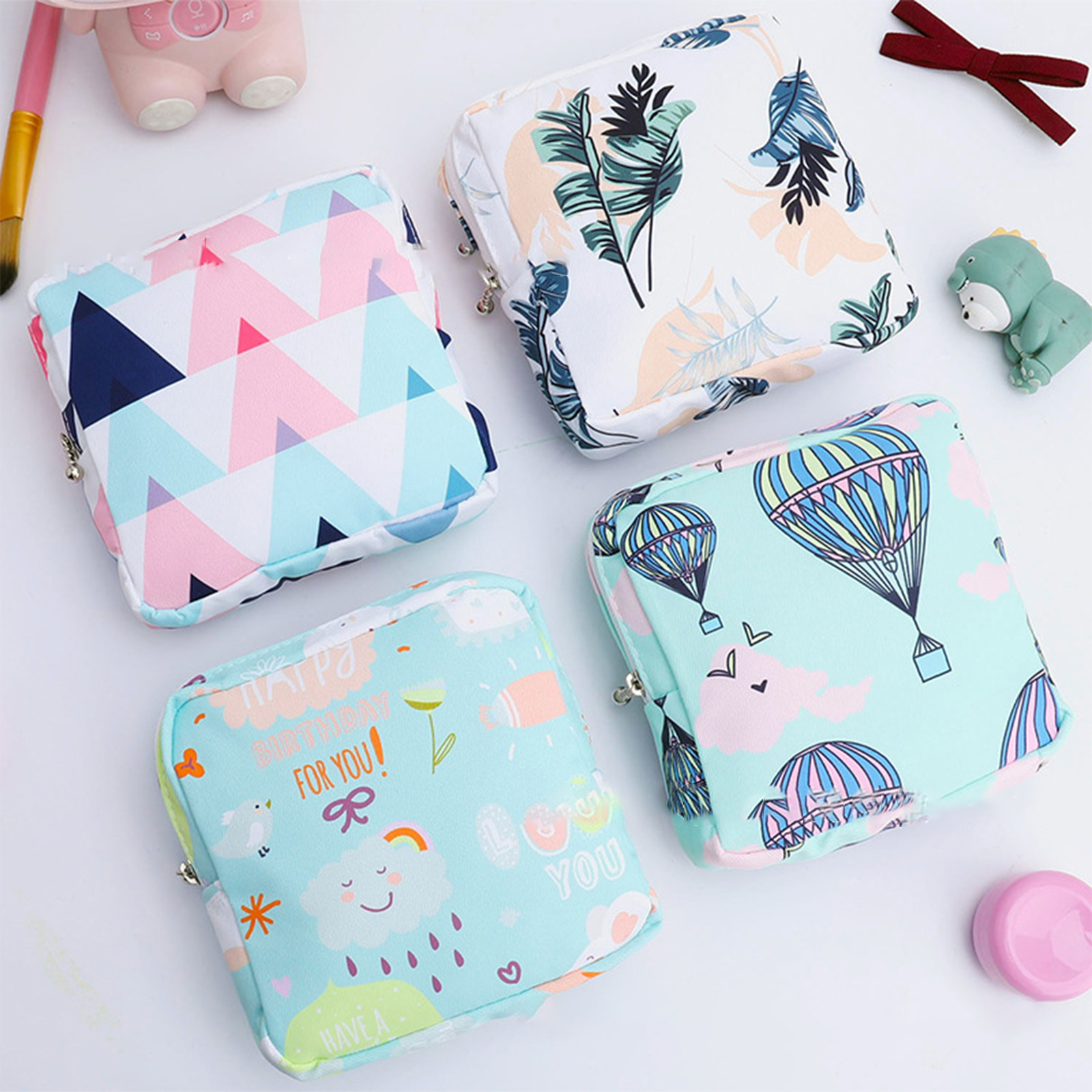 4 Pieces Sanitary Napkin Bag Period Pad Pouch Period Holder Bag Kit